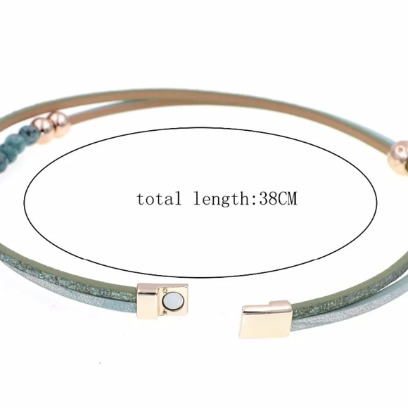 Rubber Bracelet with stones and gold accent magnetic clasp - Picture 2 of 3